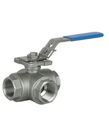 Шаровый кран, 3-ходовой, L-/T-порт, нерж. сталь, Dn8-65, Pn63 BSP/NPT